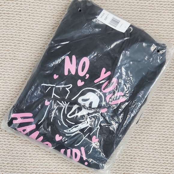Black Hoodie with Pink Graphic, Large - Picture 1 of 3